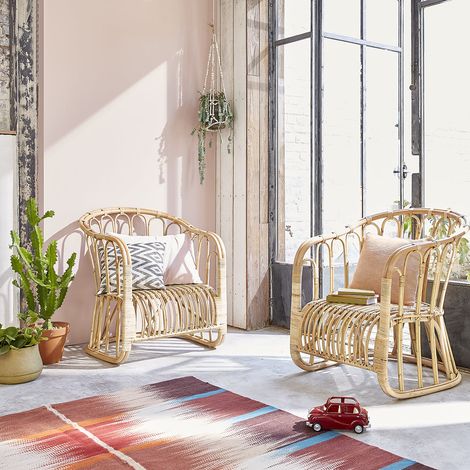 Lot de 2 fauteuils en rotin naturel