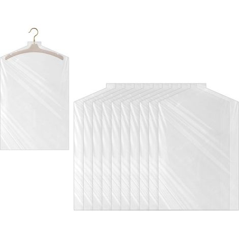 10 Pièces Housses de Vêtements Plastique 60x90cm, Protège Vêtements à Suspendre Transparent Housse Vetement Penderie Anti Poussière Imperméable pour Costume Manteau Blazers Chemises Robes (1/5)