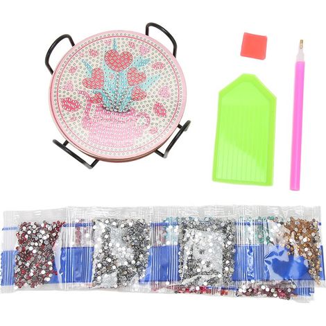 Set de 8 sous-verres strass adhésifs, style cartoon, forte adhérence, sans odeur, kit de peinture diamant DIY familial (1/5)