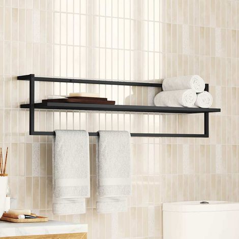 Porte-serviette de salle de bain Style Contemporain - Noir 95x25x22 cm Fer BV462671 - BonneVie (1/5)