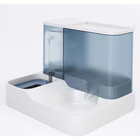 Chengqi01 Doppelnapf für Katzen, automatischer Futterspender und 2-in-1-Wasserspender für Katzen, Blau (1/4)
