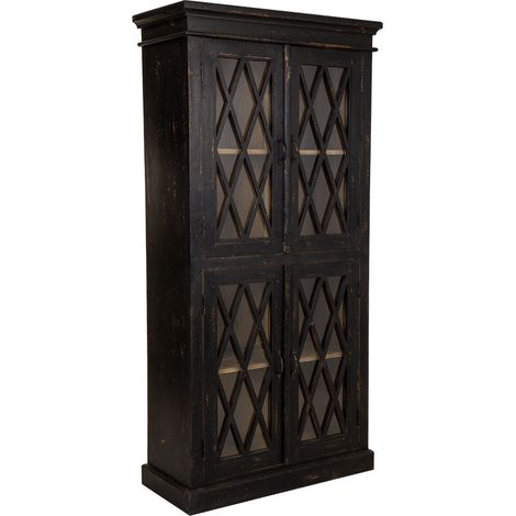 Vitrina de madera y cristal artesanal negro 90x40x183 (1/5)