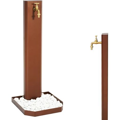 Fontana da giardino colore corten acciaio 100 cm (1/5)