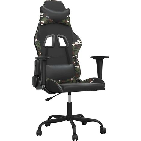 vidaXL Silla gaming cuero sintético negro y camuflaje (1/2)