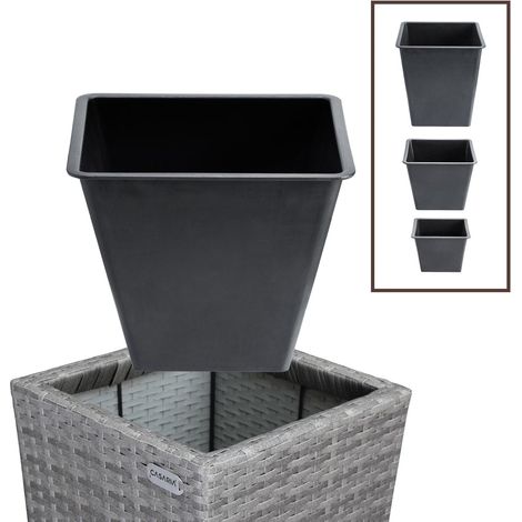 Rattan Planters Set of 3 - Indoor/Outdoor, Grey (1/5)