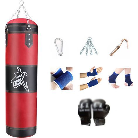 Punching Bag Kit, Unfilled Boxing Bag for Children and Adults with Boxing Bandage, Chains and Hook, Training for Kickboxing, Thai Karate, Taekwondo (1/5)