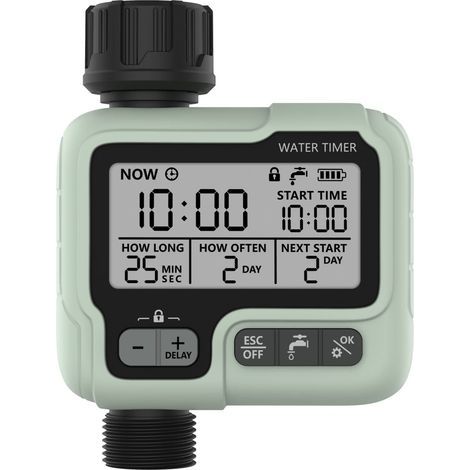 Watering Timer Irrigation IPX5 Waterproof Automatic Manual Sprinkler with Large LCD Screen Easy Installation (1/5)