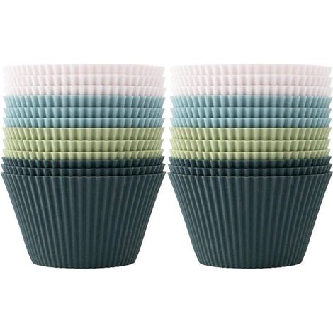 Cupcake-Förmchen Silikon-Muffin-Förmchen Standard-Silikonformen für Muffins in 4 Farben 12er-Set wiederverwendbar BPA-frei für Kuchen und Pudding 24 (1/5)