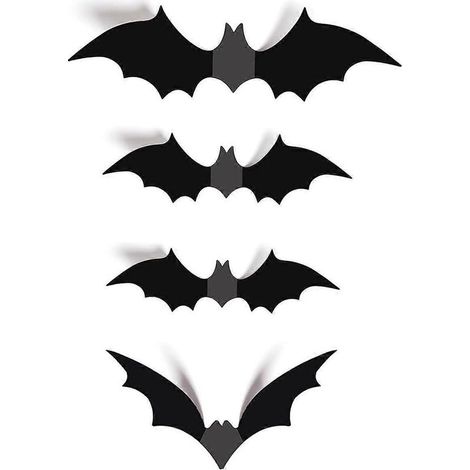 Décoration murale chauves-souris d'Halloween, 60 pièces, autocollants chauves-souris effrayants en PVC noir, pour intérieur, extérieur, maison, jardin, mur, fenêtre, fête. (1/4)