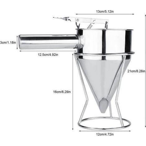 Entonnoir À Pistons - Acier Inoxydable Alimentaire - Diamètre 13 Cm - Hauteur 26 Cm - Pour Pâtisserie - 1 Pièce (1/4)