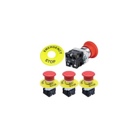 Pulsante di arresto di emergenza rosso da 22 mm, 660 V CA 10 A, confezione da 4 - Crezuo