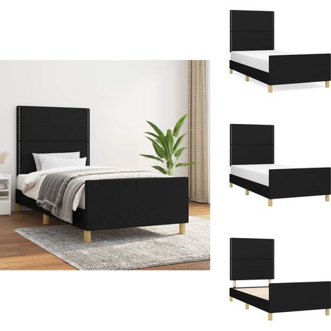 Bettgestell ohne Matratze Schwarz 90x200 cm Stoff - Bettsofa - Boxspringbetten - Doppelbett - Einzelbett - Lattenrost (1/5)