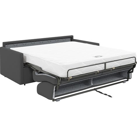 Canapé 2 places convertible express en tissu gris - Couchage 120 cm - Matelas 18 cm CALIFE (1/2)