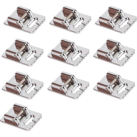 Lot de 10 pieds-de-biche plats, 5/7/9 rainures, acier inoxydable durable, lisse et sans bavures, adaptés aux machines à coudre domestiques (version 5 rainures).
