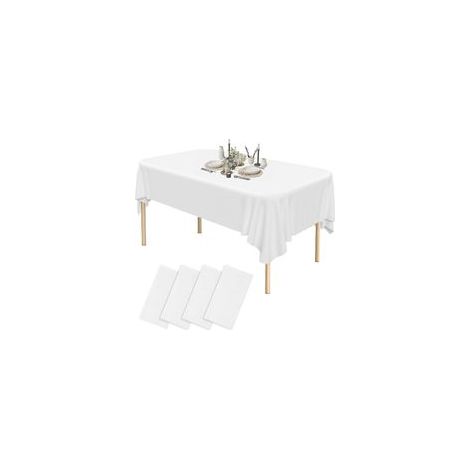 Lot De 4 137cm x 274cm Nappe Blanche Jetable peva, Nappe Rectangulaire , Nappe Exterieur Impermeable Jardin, Nappe de Table pour Mariage, Banquet, Restaurant