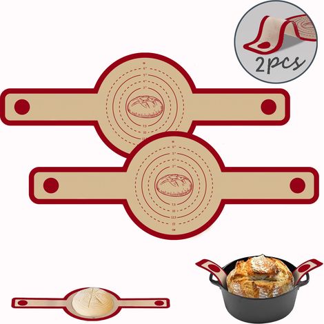 Set 2 tapis cuisson silicone avec poignées rouge (1/5)