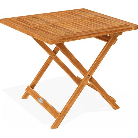 Deuba Mesa de Jardín Plegable de Madera de Acacia 70x70cm Mesita Auxiliar Balcón Terraza (1/9)