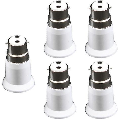 Lot de 5 adaptateurs de douille B22 vers E27, résistants, accessoires d'éclairage, fixation à baïonnette vers à vis. (1/5)