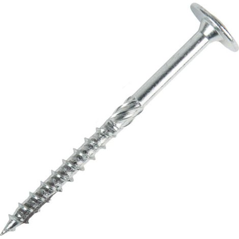 Vis à bois tête large 6x100 mm – Acier galvanisé – 100 pièces – Agrément technique européen ETA – Pour constructions en bois dur (1/4)