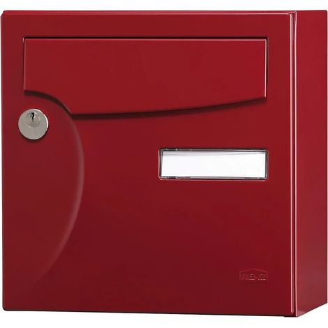RENZ Boîte aux lettres compacte - 1 porte extérieur - Animation - acier rouge basque (1/5)