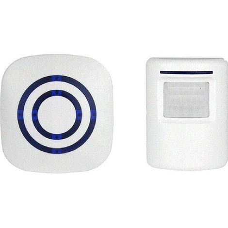 Capteur Sonnette de porte, Set Sonnette radio portable, détecteur de passage Détecteur de mouvement radio 300 mètres Sonnette magasin Cloche et bouton sonnette avec indicateur LED (1/5)
