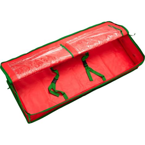 Sac De Rangement Pour Papier Cadeau De Noël - Avec Poches Intégrées - Capacité 24 Rouleaux - Dimensions 40 5 X 14 X 6 Pouces - Rouge