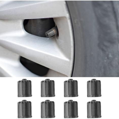 8 x Plastic Tyre Stem Caps for Car Tyres, Plastic Tyre Stem Dust Covers with Sealing Ring for Motorcycles, Trucks, Bikes (Grey)
