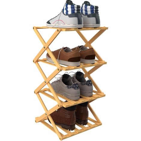 Waterproof Outdoor Shoe Cabinet, Wooden Shoe Rack, Shoe Rack, Tall and Narrow Shoe Rack for Entrance, Dormitory, Under Bed, 25 x 25 x 86 cm (5) (Original Wood Colour) (1/5)