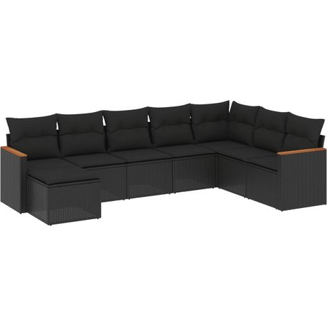 Set Divani da Giardino con Cuscini 8 pz Nero in Polyrattan vidaXL (1/3)