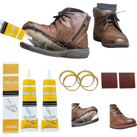 Colle Chaussures Ultra Forte,2pc Colle Forte Chaussure,Colles Semelle Chaussure,Super Glue Extra Fortes,Colles de Réparation de Semelle,Réparation Cuir Caoutchouc,Bottes,Boots,60ml (1/5)