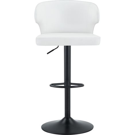 Lot de 2 tabourets de bar modernes avec dossier, hauteur réglable, pivotants à 360°, base large et repose-pieds (1/5)