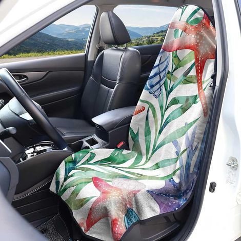 Universal Car Seat Cover in Terry Cloth, Universal Microfiber Car Seat Cover Accessory for Most Cars, Vans (Flower Style 3, 1 Piece)