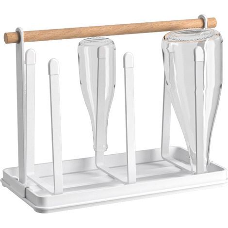 CCYKXA (White) Bottle Drainer and Cup Holder for Kitchen Storage, 6 Metal Kitchen Bottle Rack, Bottle Drainer for Space Saving Kitchen Storage