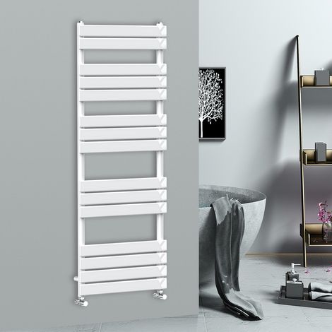 WarmeHaus 1600x600mm Flat Panel Heated Towel Rail Central Heating Towel Warmer for Bathroom Kitchen White (1/3)