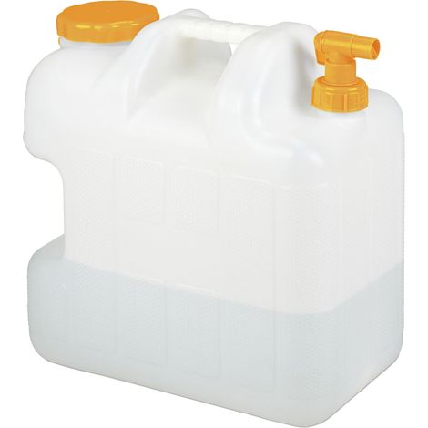 Relaxdays Water Canister with Tap, 25 Litres, Camping Container, BPA-Free Plastic, Wide Opening, Handle, White/Orange
