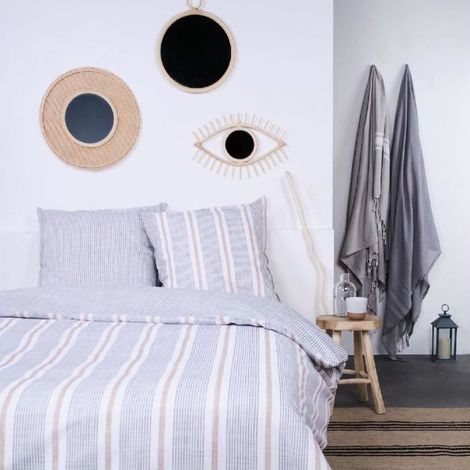 Parure de lit - TODAY Kargo - 220x240 cm - 2 personnes - coton imprimé rayé (1/2)