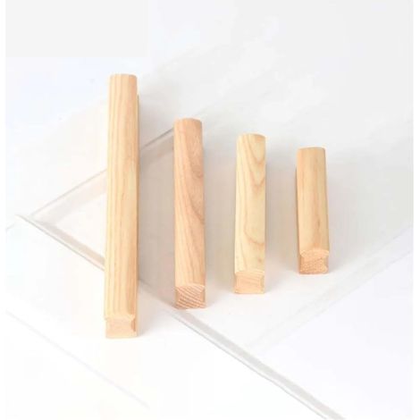 Poignées de tiroir, meuble cuisine, longues en bois forme sabot (1/5)