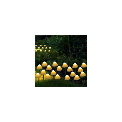 Guirlande Lumineuse Exterieur Solaire,3,8M 12 LED Guirlande Guinguette Solaire, IP65 Étanche 8 Modes Solaire Guirlande LED Champignon (Blanc Chaud)