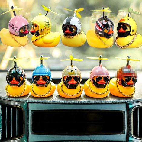 Spielzeug-Enten-Auto-Armaturenbrettdekoration mit Helm und Propeller, lustige gelbe Entenpuppe für Erwachsene und Kinder, Auto-Ornament (1/5)