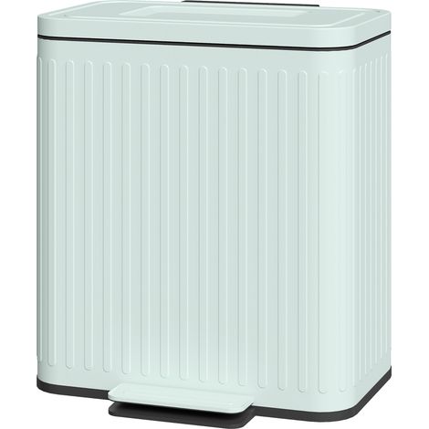 Poubelle cuisine 2x20L tri sélectif pédale plastique métal vert