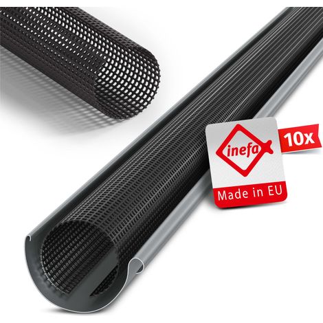 INEFA Laubschutzgitter Dachrinnen Laubschutz, PVC Schwarz Laubfang Dachrinnenabdeckung Dachrinnenzubehör Made in Germany - 100-125mm, 2m, 10 Stk.