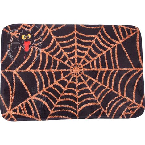 2pièces Paillasson Halloween Antidérapant Avec Impression De Toile Araignée Tapis Décoratif Pour Cuisine Et Salle De Bain (1/5)