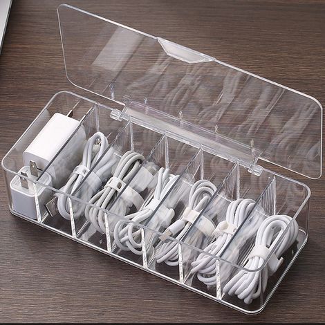Boîte de rangement transparente pour câbles, boîte de rangement pour câbles de bureau, boîte de gestion des câbles en plastique