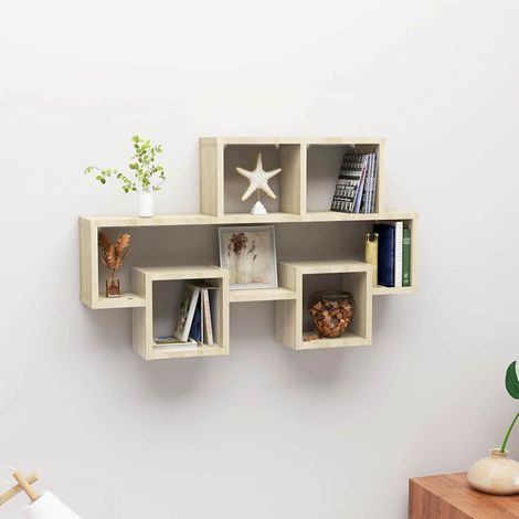 Étagère murale Étagère de Rangement - Meuble de rangement forme d'auto Chêne sonoma 82x15x51 cm Aggloméré BV554302 - BonneVie (1/5)