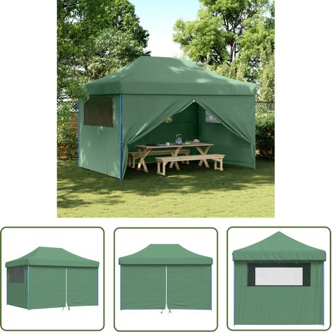 The Living Store Tente de réception pliable escamotable 4 parois latérales vert - Tents Gazebos - Tentes Pliables - Abri Extérieur - Chapiteau Événement - Tente Fête (1/5)