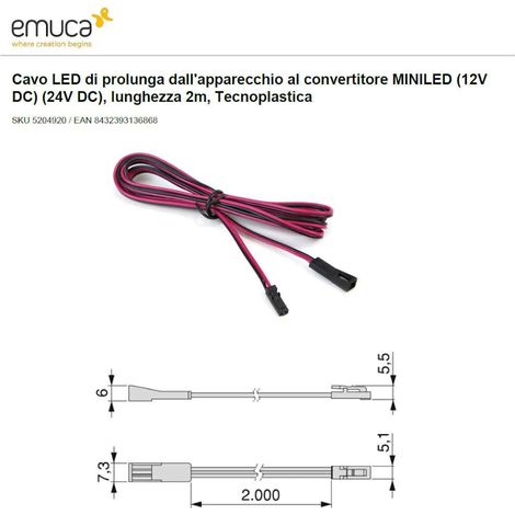 CAVO DI PROLUNGA DA 2,00 MT PER ACCESSORI LED EMUCA