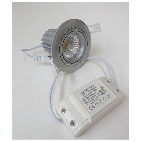 Spot encastré LED 7W étanche Ø 86.5mm gris orientable COB chaud 3000K 500lm avec driver 230V downlight 40° IP54 LUNA