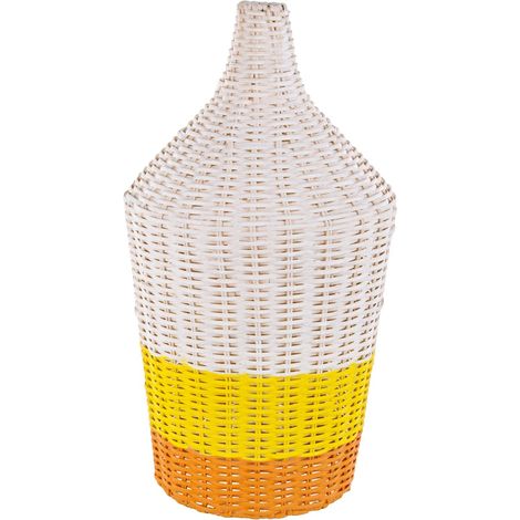 Lampada da tavolo "Sun Rattan" giallo-arancio in metallo e rattan (1/2)