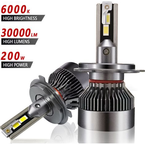 Vtizikl Ampoules LED H1 30 000 lm 200 W pour phares de voiture, 24 V, blanc 6 000 K
