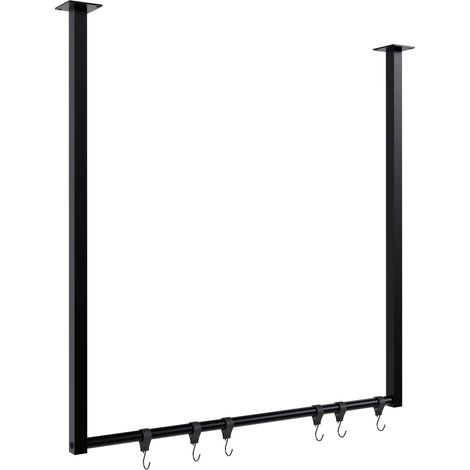 Appendiabiti/appendiabiti sospeso con 6 ganci 80x80 cm acciaio verniciato a polvere nero 100009020